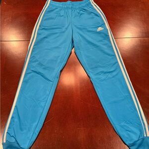 Adidas Blue Track Pants with Elastic Ankle Cuffs